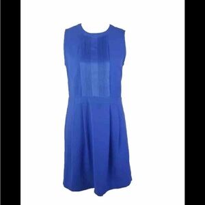 madewell Royal Blue Carrier Sleeveless Pleated Front Dress Size 8 with pockets